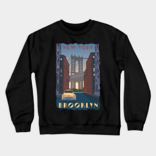 Brooklyn Bridge New York City Vintagw Travel Poster Design Gifts Crewneck Sweatshirt